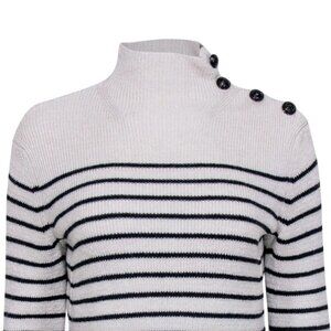 Zadig Voltaire Funnel Neck Striped Sweater, Ivory and Navy